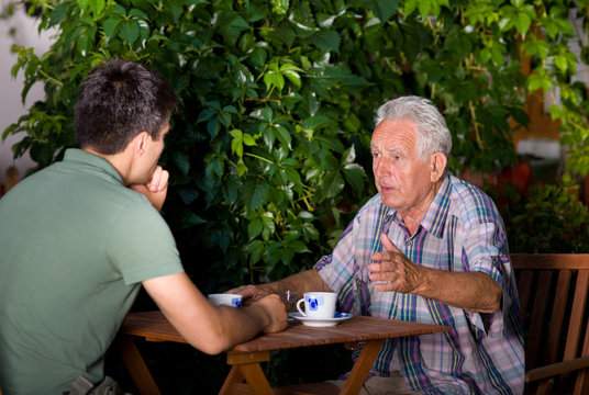 Chatting in garden