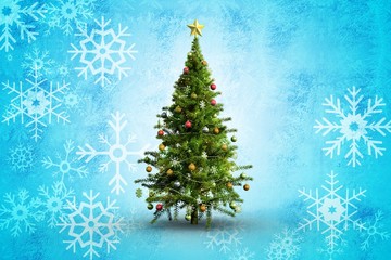 Composite image of christmas tree on white background