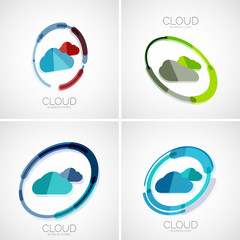 Cloud storage logotype set, 3d minimal design