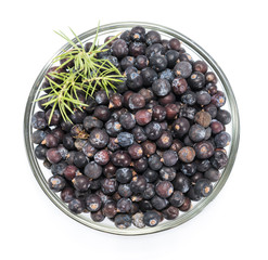 Juniper Berries in a bowl over white
