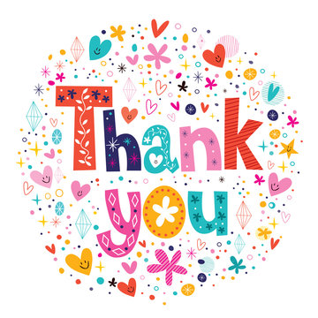 words Thank you typography lettering decorative text card