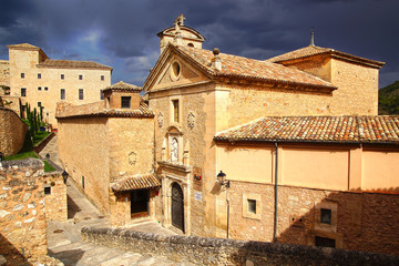 The ancient Church during a thunderstorm.