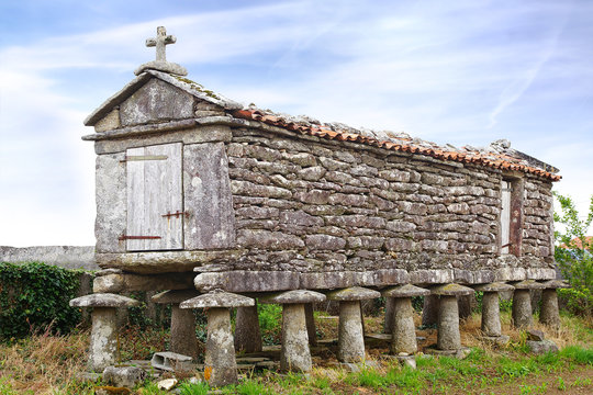The ancient horreo (granary). Galicia, Spain