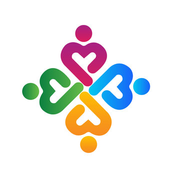 Teamwork medical union symbol success people icon vector logo