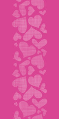 Pink lace hearts textile texture vertical seamless pattern
