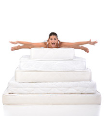 Woman and mattress