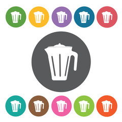 Pitcher icons set. Round colourful 12 buttons. Vector illustrati