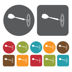 Dart icons set. Round and rectangle colourful 12 buttons. Vector