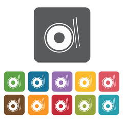 Drum icons set. Rectangle colourful 12 buttons. Vector illustrat