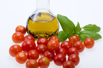 Basil, tomatoes and olive oil with the thyme