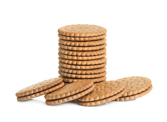 Chocolate cookies isolated on white background
