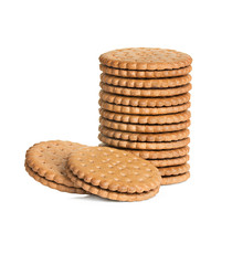 Chocolate cookies isolated on white background