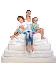 Family and many mattresses