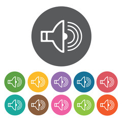 Volume icons set. Round colourful 12 buttons. Vector illustratio