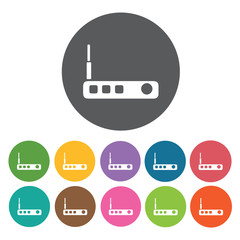 Wifi router icons set. Round colourful 12 buttons. Vector illust