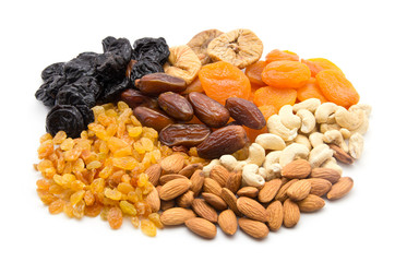 Dried fruits isolated on white