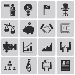 Business icons, management and human resources black icon set2.