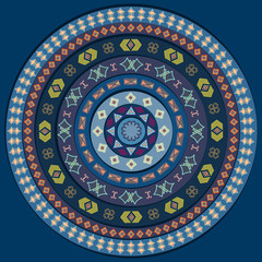 Abstract circle with decorative elements in blue color