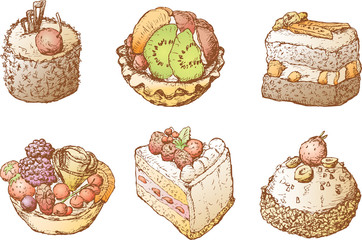 Cakes with fruit