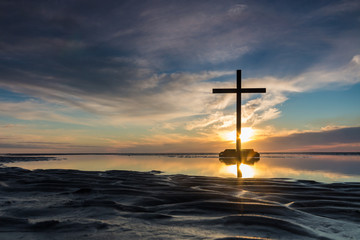 Low Tide Cross Sunset