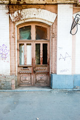 Wood old door in the centre of  Astrakhan Russia