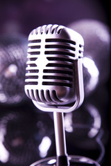 Fototapeta na wymiar Retro style microphone, Music background