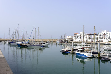 Fototapeta na wymiar View of the luxurious Marina district in Agadir, Morocco.