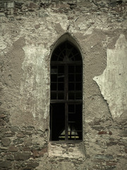 Fototapeta na wymiar old stone castle wall with plaster