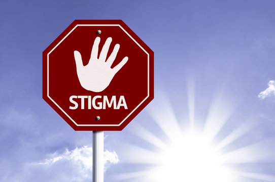 Stop Stigma red sign with sun background