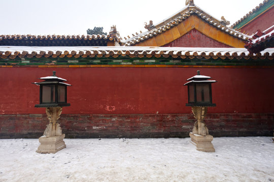 winter scene of Forbidden City in Beijing, China.