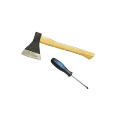 axe and screwdriver