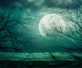 Halloween background with table - 69600129