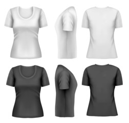 Set of colorful female t-shirts. Vector
