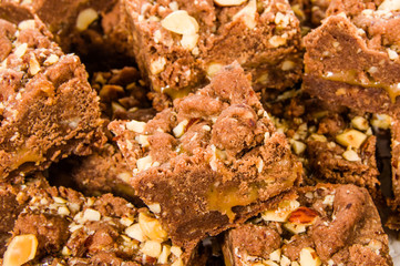 Chocolate caramel brownies with nuts