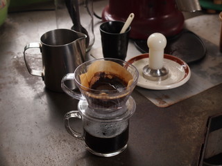 Cup of Dripping fresh hot coffee