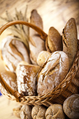 Traditional bread in wicker basket