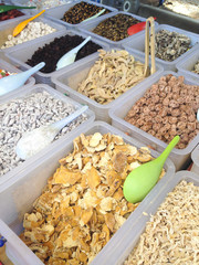 Colorful healthy dried fruits in the market