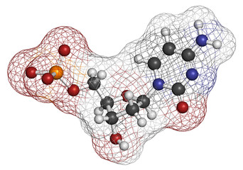 Obraz premium Deoxycytidine monophosphate (dCMP) nucleotide molecule. 
