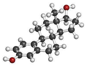 Estradiol (estrogen) female sex hormone molecule.