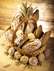 Composition with bread and basket