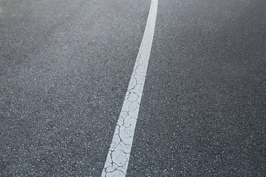 Asphalt pavement with white line