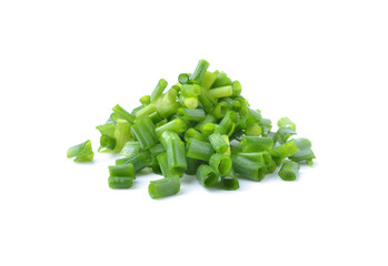 green onions on a white background