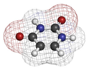 Uracil (U) nucleobase molecule. Present in ribonucleic acid, RNA © molekuul.be