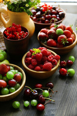 Still life with berries and flowers