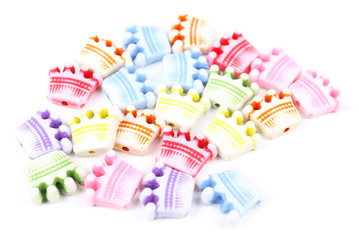 Beading kit for children of different shape isolated on white