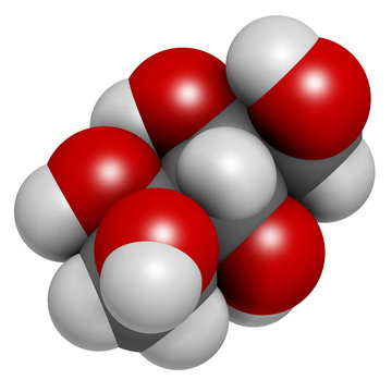 Xylitol artificial sweetener molecule. Used as sugar substitute.