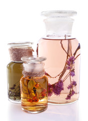 Bottle of herbal tincture on white background isolated