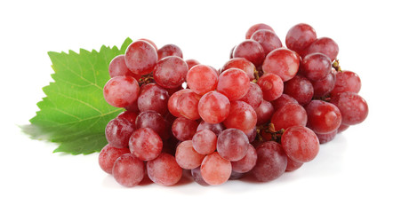 Sweet red grapes isolated on white