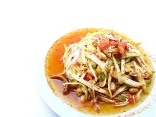 spicy mango salad with vegetable and chili