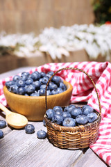 Fresh blueberries on wooden table